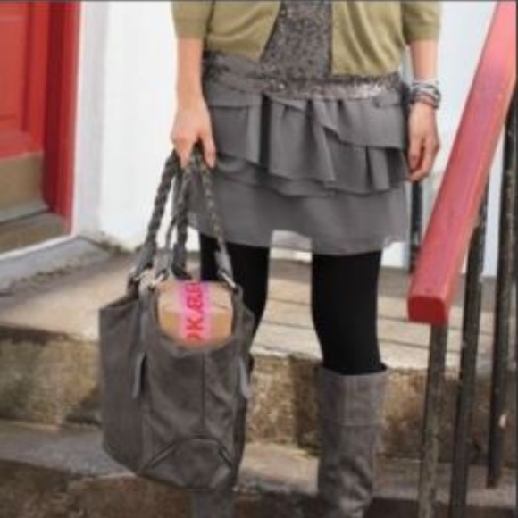 Garnet Hill Dresses & Skirts - Grey Asymmetrical Ruffle Skirt